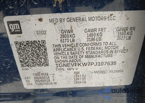 2023 Chevrolet Traverse Awd Ls from USA, damaged, VIN 1GNEVFKW7PJ107635